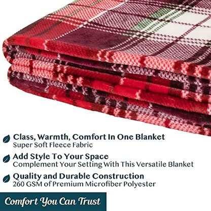 PAVILIA Throw Blanket | Holiday Christmas Red Fleece Blanket | Soft, Plush, Warm Winter Cabin Throw, 50x60 (Red Green Plaid) - color: Holiday - Plaid Red, size: 50 X 60 Inches - Throw