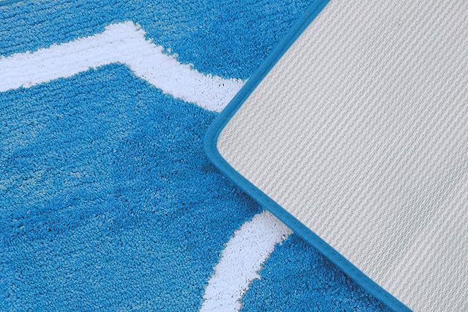 Yafa Home Fashion 3 Piece Modern Design Microfiber Soft Bathroom Rug Set, Non-Slip PVC Backing (Turquoise) - color: Regal Frame Turquoise, size: 3 Piece: 20" X 20" + 20" X 32" + 18" X 18"