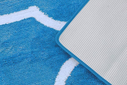 Yafa Home Fashion 3 Piece Modern Design Microfiber Soft Bathroom Rug Set, Non-Slip PVC Backing (Turquoise) - color: Regal Frame Turquoise, size: 3 Piece: 20" X 20" + 20" X 32" + 18" X 18"