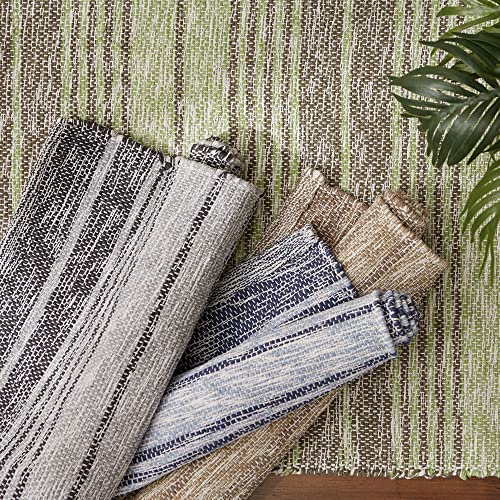 DII Woven Rag Rug Collection Recycled Yarn Variegated Rustic Stripe, 2x3', Artichoke - color: Artichoke