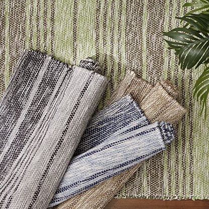 DII Woven Rag Rug Collection Recycled Yarn Variegated Rustic Stripe, 2x3', Artichoke - color: Artichoke