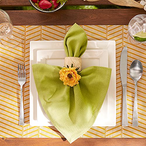 DII Farmhouse Stripe Woven Tabletop Collection Placemat Set, 13x17.25, Honey Gold, 6 Piece - color: Honey Gold