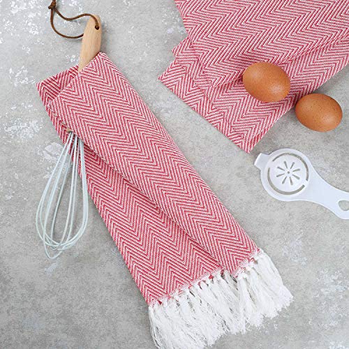 100% Cotton Hand Face Head Guest Gym Towel Set Washcloth Kitchen Tea Towel Dish Cloth Set of 4 (Red) - color: Red