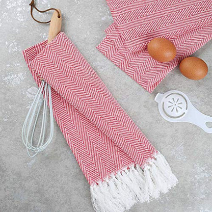 100% Cotton Hand Face Head Guest Gym Towel Set Washcloth Kitchen Tea Towel Dish Cloth Set of 4 (Red) - color: Red