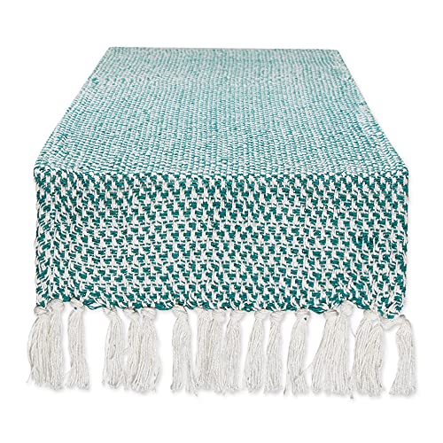 DII Woven Basics Collection 100% Cotton Knit Table Runner, 15x72, Teal - color: Teal, size: 15x72"