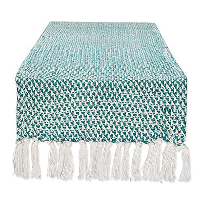 DII Woven Basics Collection 100% Cotton Knit Table Runner, 15x72, Teal - color: Teal, size: 15x72"