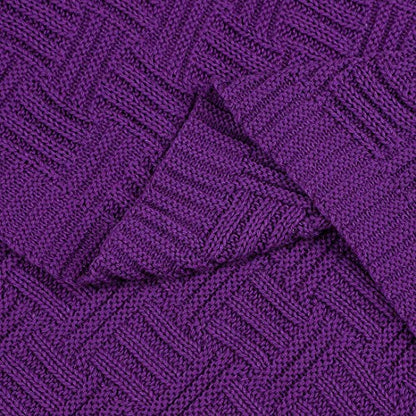 uxcell 100% Cotton Knit Throw Blanket, Cable Decors Purple 47x70 - color: Purple