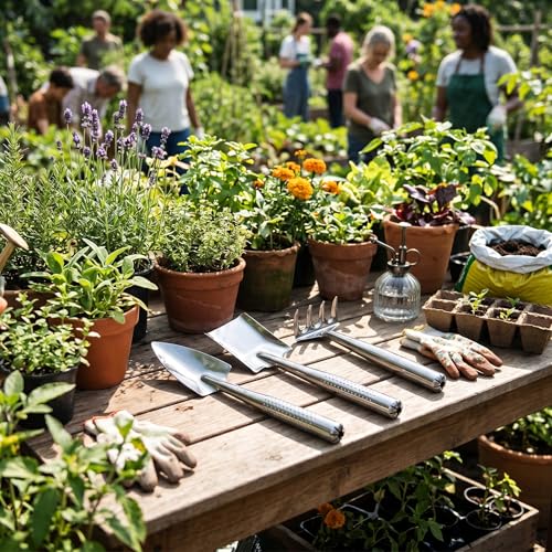Mini Gardening Tools Set, Stainless Steel Indoor Plant Care Kit with Shovel Spade Rake for Potted Plants Houseplants