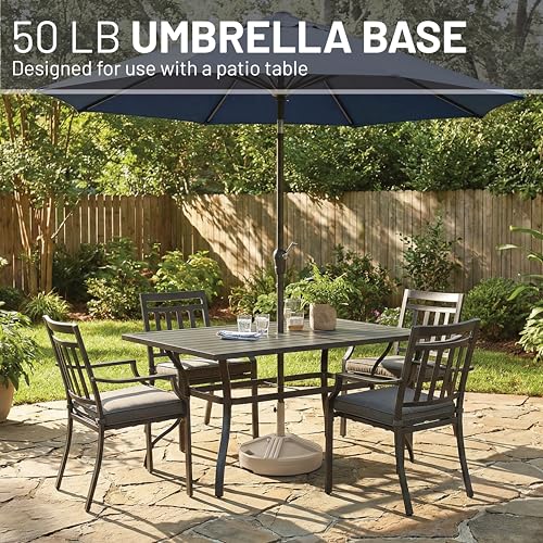 US Weight Durable 50 Pound Fillable Umbrella Base Designed to be Used with a Patio Table - color: Beige