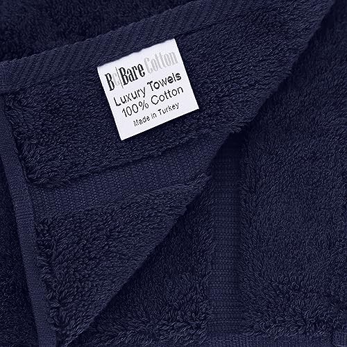 Monogrammed Hand Towel, Personalized Gift, Set of 2- White Block Letter Embroidered Towel - Extra Absorbent 100% Turkish Cotton - Soft Terry Finish - Initial M Navy - color: Navy & White, size: Initial M