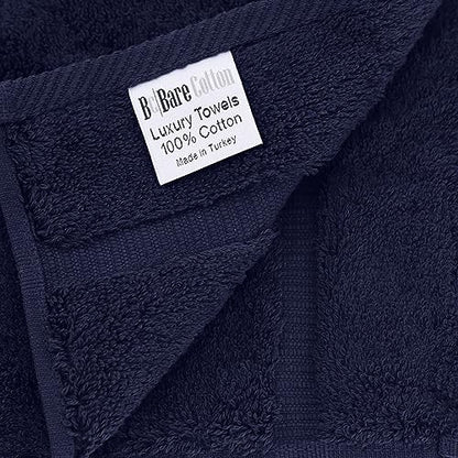 Monogrammed Hand Towel, Personalized Gift, Set of 2- White Block Letter Embroidered Towel - Extra Absorbent 100% Turkish Cotton - Soft Terry Finish - Initial S Navy - color: Navy & White, size: Initial S
