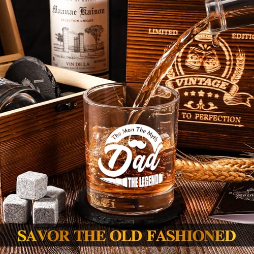 Dad Whiskey Glasses 12 oz, Rock Glasses Dads Birthday Gifts Ideas, Cool Gag Gifts for Dads Who Wants Nothing, Unique New Dad Gift from Daughter, Kids on Fathers Day - style: Dad's Whiskey Glass