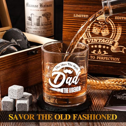 Dad Whiskey Glasses 12 oz, Rock Glasses Dads Birthday Gifts Ideas, Cool Gag Gifts for Dads Who Wants Nothing, Unique New Dad Gift from Daughter, Kids on Fathers Day - style: Dad's Whiskey Glass