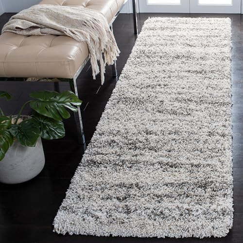 SAFAVIEH Hudson Shag Runner Rug 2'3"x8', Plush Modern Ivory & Grey SGH206A - color: Ivory/Grey, size: 2'3" x 8' (Runner)