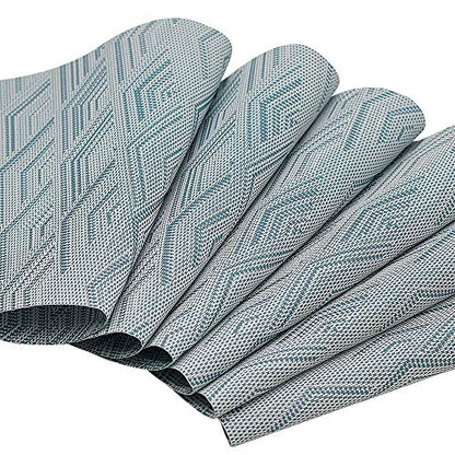 Round Table Placemats Set of 6,Woven Vinyl Wedge Placemats Heat Resistant Table Mats Wipe Clean (Light Blue) - color: Wedge:blue