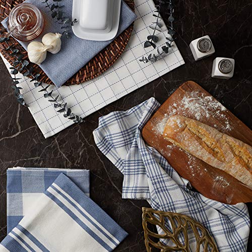 DII Basic Kitchen Large Cotton Dishtowel Set of 5, 18x28, Stonewash Blue - color: Stonewash Blue