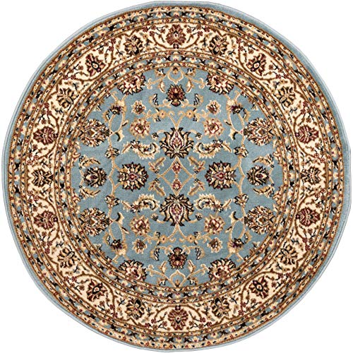 Well Woven Barclay Sarouk Light Blue Traditional Area Rug 5'3" Round - color: Light Blue, size: 5'3" (Round)