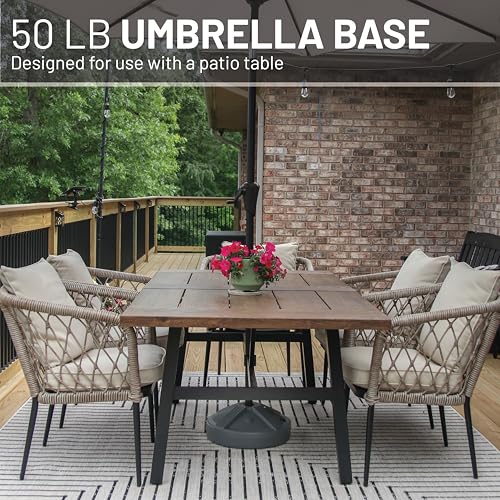 US Weight Durable 50 Pound Fillable Umbrella Base Designed to be Used with a Patio Table - color: Gray