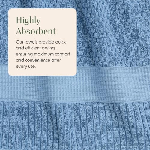100% Cotton 6 Piece Bath Towel Set | Blue Towels | Oeko‑TEX Standard 100 | Soft & Absorbent, Quick‑Dry | Trinity Collection - Blue Shadow - color: Blue Shadow, size: 6 Piece Set