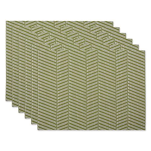 DII Farmhouse Stripe Woven Tabletop Collection Placemat Set, 13x17.25, Antique Green, 6 Piece - color: Antique Green
