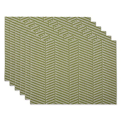 DII Farmhouse Stripe Woven Tabletop Collection Placemat Set, 13x17.25, Antique Green, 6 Piece - color: Antique Green