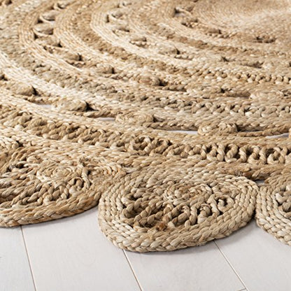 SAFAVIEH Natural Fiber Collection 11' Round Natural NF805B Handmade Boho Farmhouse Country Braided Premium Jute Entryway Foyer Living Room Bedroom Kitchen Area Rug - size: 11' (Round)