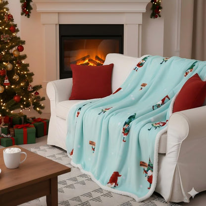 Catalonia Christmas Elf Sherpa Throw Blanket, Xmas Theme Throws, Plush Fleece Couch Blanket, Super Soft, Comfy, Cozy, Fluffy, Ugly - color: Xmas Elf Green, size: 50"x60"