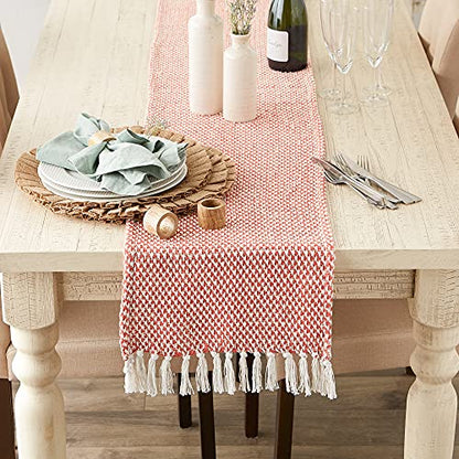 DII Woven Basics Collection 100% Cotton Knit Table Runner, 15x108, Spice - color: Spice, size: 15x108"