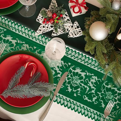St Patricks Day Table Runner Cotton Woven Coffee Table Runners Green Lace Table Runners for Tables Farmhouse Tables Runners Dresser Scarf Rectangular Laces Doilies for Kitchen Dining Table Decor - size: 13 x 70 Inch, style: Green