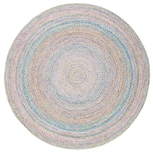 SAFAVIEH Cape Cod Collection Area Rug - 5' Round, Blue & Green, Handmade Braided, Ideal for High Traffic Areas in Living Room, Bedroom (CAP224Y) - color: Blue/Green, size: 5' (Round)