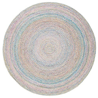 SAFAVIEH Cape Cod Collection Area Rug - 5' Round, Blue & Green, Handmade Braided, Ideal for High Traffic Areas in Living Room, Bedroom (CAP224Y) - color: Blue/Green, size: 5' (Round)