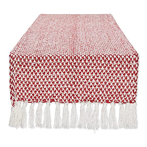 DII Woven Basics Collection 100% Cotton Knit Table Runner, 15x72, Tango Red - color: Tango Red, size: 15x72"