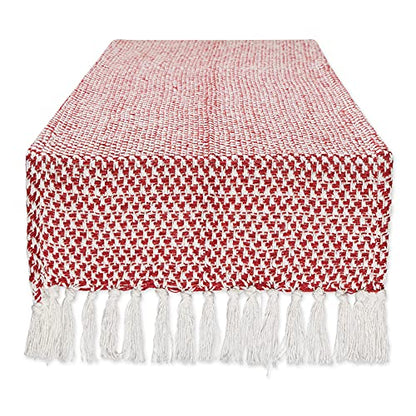 DII Woven Basics Collection 100% Cotton Knit Table Runner, 15x72, Tango Red - color: Tango Red, size: 15x72"