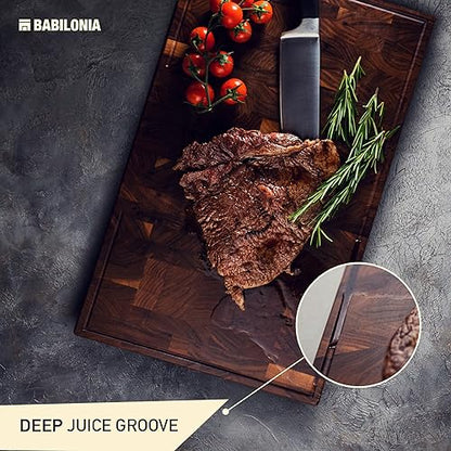 American Walnut Wood Cutting Board, End Grain Butcher Block for Kitchen | Black Walnut Grown in USA - 20" x 12.2" (ExtraThick 1.7") Heavy Duty Hardwood Non Toxic Wooden Chopping Boards (Oil Included) - color: Black Walnut, size: 19.7"L x 12.2"W