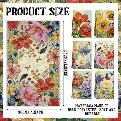 Tudomro 6 Pcs Oil Painting Flowers Kitchen Towels Floral Dish Hand Tea Towel - color: Floral