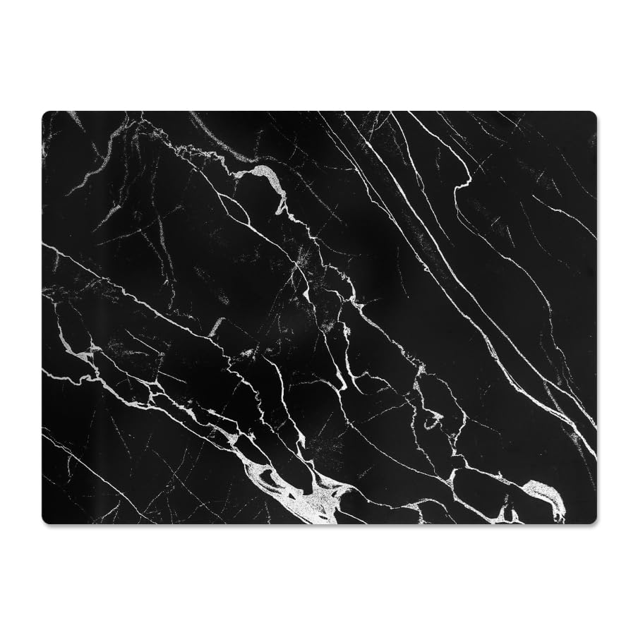 Murrey Home Glass Cutting Board for Kitchen Counter, Tempered Glass Chopping Boards Dishwasher Safe, Small Clear Countertop Tray, Scratch Resistant, Heat Resistant, Non Toxic, Black Marble, 16"x12" - color: Textured Black Marble, size: 15.7"L x 11.8"W