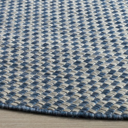 SAFAVIEH Courtyard Collection 4' Round Blue/Grey CY8653 Indoor/ Outside Waterproof Easy cleansingPatio Backyard Mudroom Area Mat - color: Blue / Light Grey, size: 4' (Round)