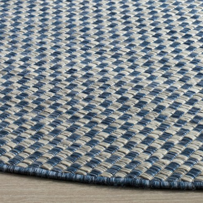 SAFAVIEH Courtyard Collection 4' Round Blue/Grey CY8653 Indoor/ Outside Waterproof Easy cleansingPatio Backyard Mudroom Area Mat - color: Blue / Light Grey, size: 4' (Round)