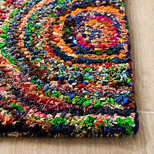 SAFAVIEH Nantucket Collection Accent Rug - 2'3" x 4', Multi, Handmade Boho Abstract Circles Cotton, Ideal for High Traffic Areas in Entryway, Living Room, Bedroom (NAN514A)