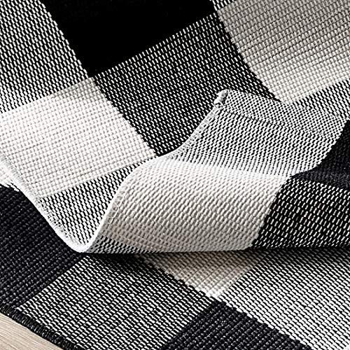 LEVINIS Buffalo Check Kitchen Rug Black and White Runner Rugs for Living Room/Bedroom, Cotton Gingham Hand-Woven Checkered Kitchen Rug Runner, 70.8''x23.6'' - color: Black/White, size: 1'11" x 5'11" (Rectangular)