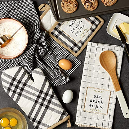 DII Home Sweet Farmhouse Kitchen Collection, Potholder/Oven Mitt/Dishtowel Set, Black, 4 Count - color: Black, size: Potholder/Oven Mitt/Dishtowel Set