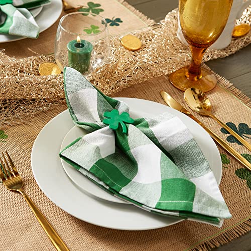 DII Buffalo Check Collection, Classic Farmhouse Cloth Napkin Set, 20x20, Green & White, 6 Piece - color: Green & White, size: 20" x 20" (Set of 6)