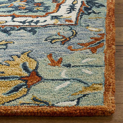SAFAVIEH Aspen Collection Runner Rug - 2'3" x 15', Blue & Rust, Handmade Boho Wool, Ideal for High Traffic Areas in Living Room, Bedroom (APN312A) - size: 2'3" x 15' (Runner)