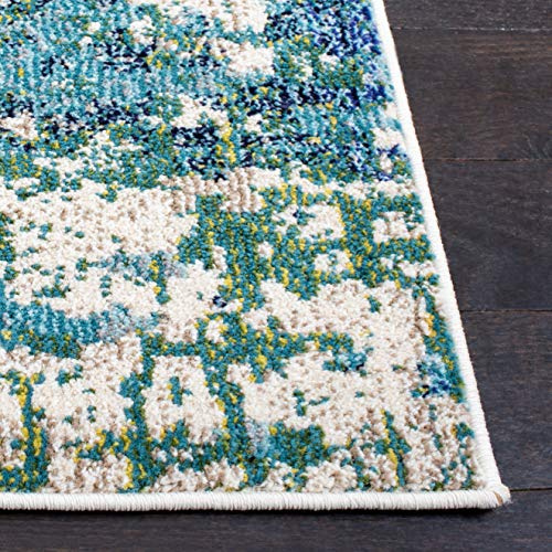 SAFAVIEH Madison Collection 2'2" x 10' GreenTurquoise MAD471Y Modern Abstract Non-Shedding Entryway Foyer Living Room Kitchen Runner Rug - color: Green/Turquoise, size: 2'2" x 10' (Runner)