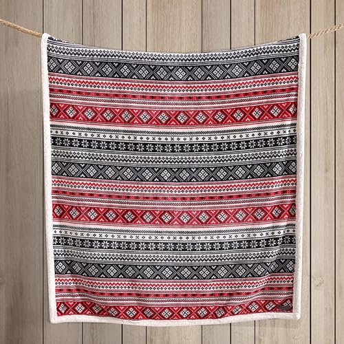 Eddie Bauer - Throw Blanket, Brushed Fleece & Plush Sherpa Soft Bedding, Blanket for Couch & Bed (Fair Isle Black, 50" x 60") - color: Fair Isle Black, size: 50" x 60"