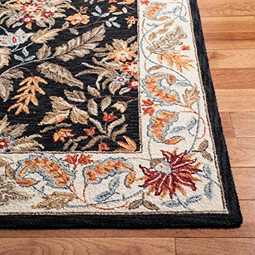 SAFAVIEH Chelsea Collection 3' Round Black HK141B Hand-Hooked French Country Wool Area Rug - color: Black, size: 3' (Round)