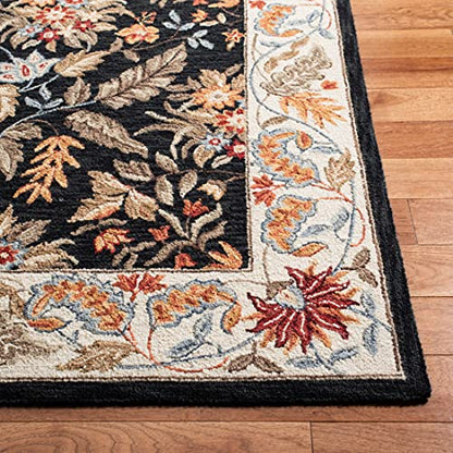 SAFAVIEH Chelsea Collection 3' Round Black HK141B Hand-Hooked French Country Wool Area Rug - color: Black, size: 3' (Round)