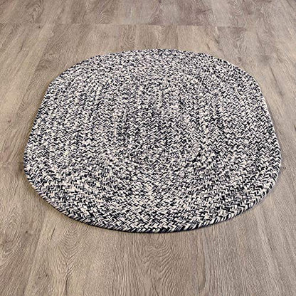 Super Area Rugs Farmhouse Braided Rug Cotton Kitchen Reversible Carpet, Black & White, 2' X 3' Oval - color: Black & White, size: 2' x 3' (Oval)