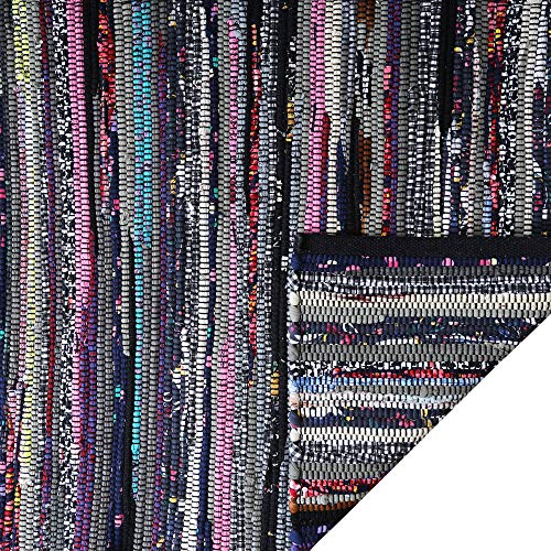 Ramanta Home Cotton Chindi Rag Rug 2ft x 3ft, Dark Multi | Cotton Washable Hosiery Rug, Boho Farmhouse - Living Room, Kitchen, Entryway- 24"x36" - color: Dark Multi Hoisery, size: 2 x 3 feet