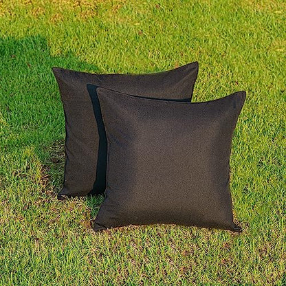 NiNi ALL Outdoor Waterproof Throw Pillow Covers Set of 2 Decorative Farmhouse Garden Pillowcase Solid Cushion Cases for Patio Tent Couch 20x20 inch Black | Faux Linen Decorative Solid Throw Pillow Covers Farmhouse for Garden Furniture Tent Balcony Couch S